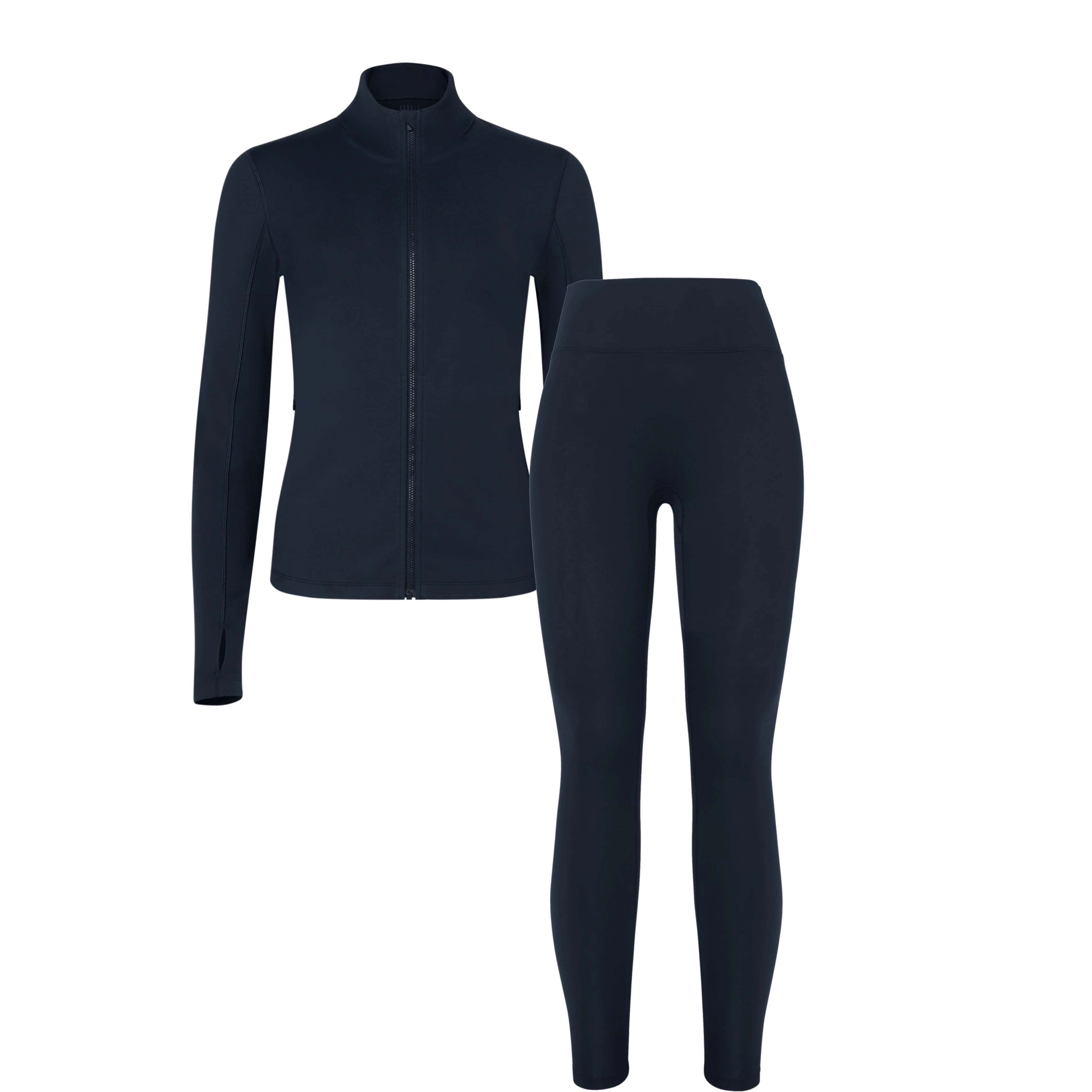 Women's Matte Zip-Up Jacket x Tights - Night Navy - Image 3